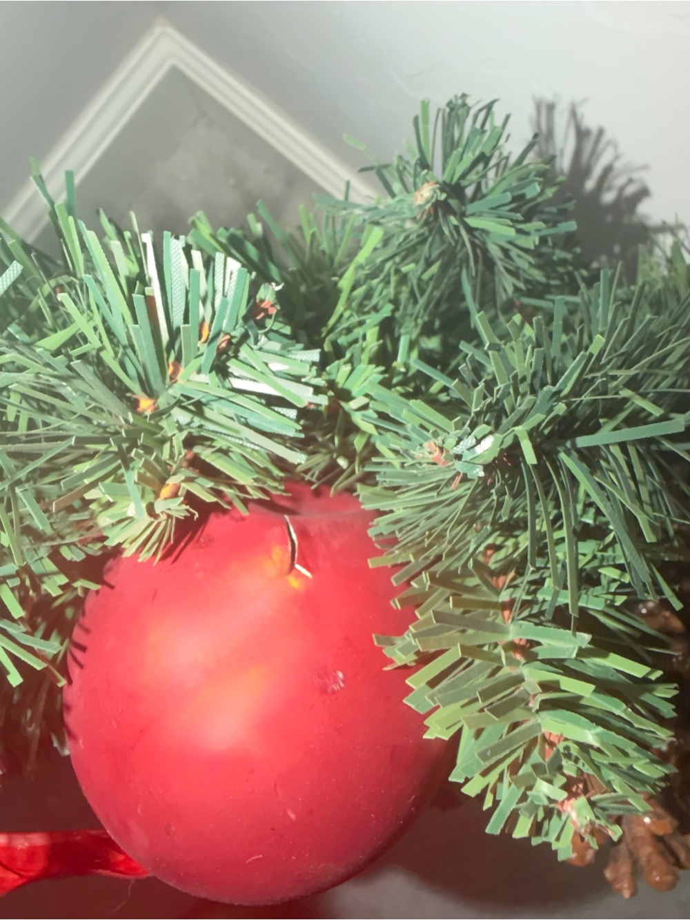 Festive Red Poinsettia Christmas Wreath - Picture 7 of 16